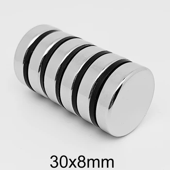 1/2/5/10 бр. 30x8 Големи кръгли магнити, магнитни 30 mm X 8 mm Srtong Dics Неодимовый магнит 30x8 мм N35 Постоянен магнитен лист 30*8 мм