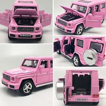 1:28 висока имитация на розово сладко модел автомобил от сплав G500, звук и светлина, откидывающаяся преди 6-врата детска играчка модел на превозното средство за детски подаръци