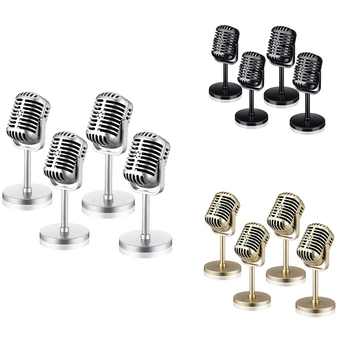 1 комплект подпори за микрофон в ретро стил, ретро микрофон, античен микрофон, плюшени микрофон, декори за сцени, сребро
