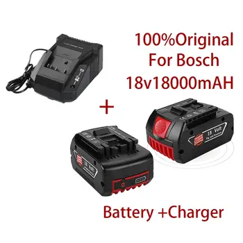 100% Оригинална Батерия 18V18000mAh, Акумулаторна батерия За Bosch 18V18.0Ah, Резервна батерия, Преносима Подмяна на BAT609, Светлинен Индикатор + Зарядно Устройство 3A