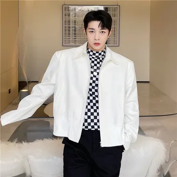 2022 Есен корейски стил прости обикновена якета с цип мъжки ежедневни свободни къси якета мъжки, M-XL