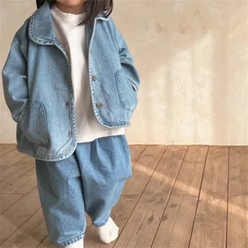 2023 Mode Cartoon Mädchen Mantel Gänseblümchen JeansOberbekleidung Kinder jacke für Frühling Herbst Kinder Freizeit jacken Kost