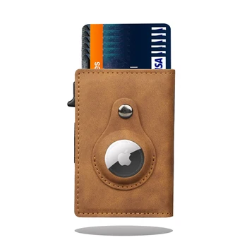 2023 за Apple Airtag Wallet, мъжки модерен титуляр за кредитни карти ID от въглеродни влакна, тънки дизайнерски държач за карти Airtag Slide Wallet