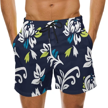2023 Хавай, нови модни мъжки морски плажни панталони с принтом тропически растения, стил на отдих, удобни свободни шорти