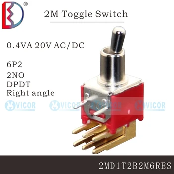 2MD1T2B2M6RES позлатени DPDT с два крака върху бутона изключване от 0,4 WA малък ток чрез превключвател