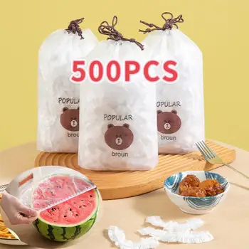 500 бр. еднократна калъф за хранене за многократна употреба калъф за хранене, пластмасова опаковка за хранителни продукти, чанти с цип, прозрачна пластмасова торбичка, чанта за консервиране на продукти
