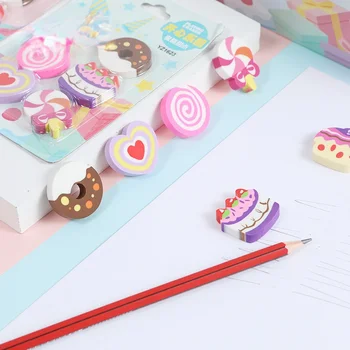 6 бр./компл., серия Kawaii Cake, гумичка за детски десерти, сладки канцеларски материали