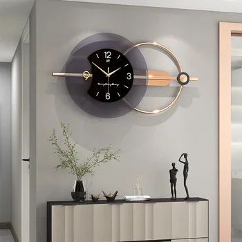 84x38 см, 3D и стенни часовници, двуслойни модерен дизайн, домашни часовник, Тихо художествена украса, окачени часовници в скандинавски стил
