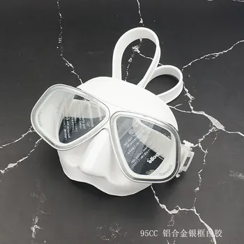 Apollo Биометаллическая маска от алуминиева сплав, широка маска за гмуркане, с бяла гума за гмуркане, свободното гмуркане, гмуркане с шнорхел
