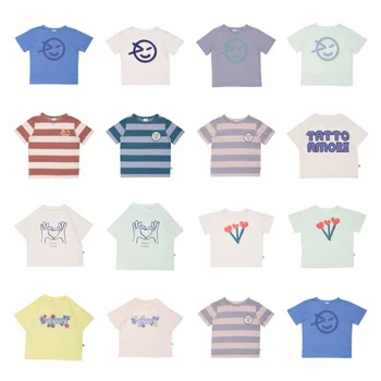 EnkeliBB Wyn 23 SS/ Лятна детска Класическа тениска с изображение на лице, Модни Маркови Тениски за момчета, Дизайнерски Дрехи за момичета, Детски Блузи