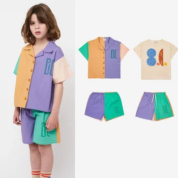 EnkeliBB/модни лятна тениска за момчета, детски стилен дизайнерски дрехи, детска риза с къси ръкави с яка и къси Панталони за деца, марка за деца