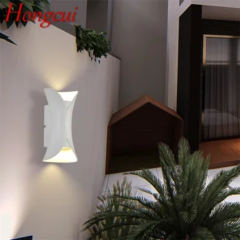 Hongcui Двор Стенни Аплици Бели Външни Стенни лампи Водоустойчива IP65 Творчески Нов Дизайн За Дома, Верандата, Балкона, на Двора, на Вилата