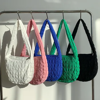 Hylhexyr Модерна чанта-месинджър от полиестер и памук, нагънат изчислителни чанти на рамо, жените однотонная проста чанта