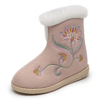 Kruleepo/ 2023, Ежедневните Модерни Обувки в Китайски Стил, Обувки за Малки Момичета, Цветен Принт, Памучни Обувки с Бродерия