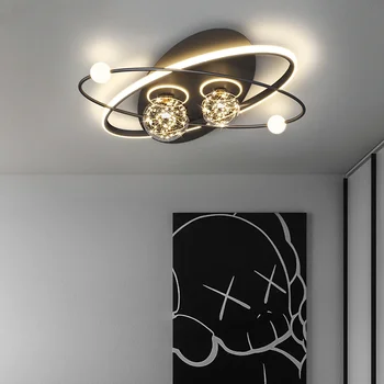 Led скандинавски черно-бял таван полилей за главната спалня, кабинет, индивидуалност, креативен дизайн, лампи в стил деко на закрито