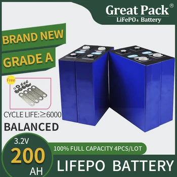 LiFePO4 4ШТ 3.2 В 200Ач 100% Батерия пълен капацитет Акумулаторна литиево-железофосфатный Банка на слънчевата енергия дълбоко цикъл