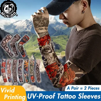Musion - Tatto Ice Silk Arm Sleeves Против UV за Риболов, Мотоциклет, Велосипед, спорт на открито, Унисекс 01