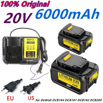 Neue 20V 6,0 Ah MAX XR 18650 Batterie Power Tool ерзац head für DeWalt DCB184 DCB181 DCB182 DCB200 20V 6A 18V Batterie Mit Ladegerät