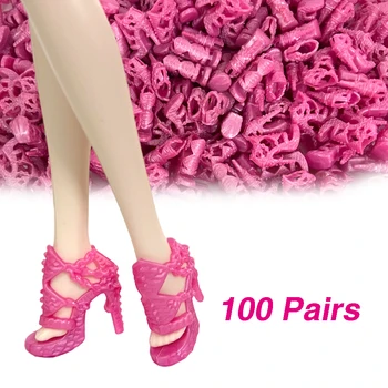 NK най-Новата гореща разпродажба 100 двойки куклено благородни розови обувки, Сладък модни сандали на висок ток за Барби, аксесоари, кукла, детски играчки 7X