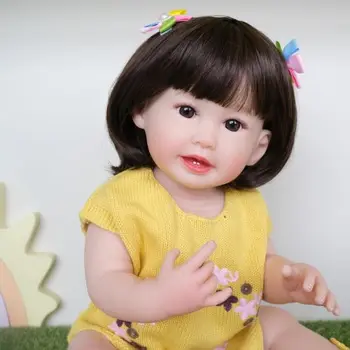 NPK 55 см Реалистична Кукла за Цялото Тяло, Мека Силиконова Vinyl Кукла Reborn за Малки Момичета, реалистичен истински дете с перука за коса, подарък за момичета