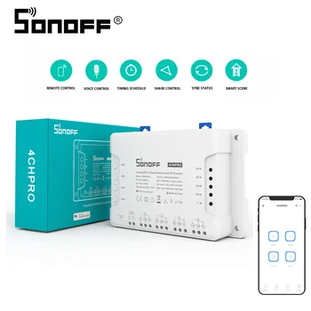 SONOFF 4CH Pro R3 4-Gang WIFI Smart Switch 433 Mhz RF Control Безжичен Ключ 220 Дистанционно Самоблокирующееся Бавно Реле Заключване