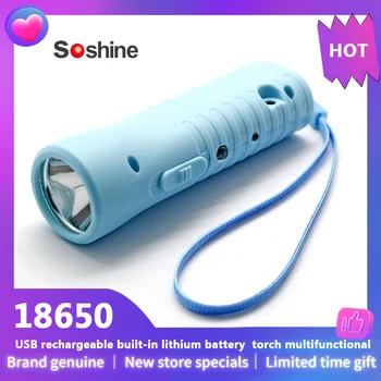 Soshine 18650 USB Вградена Акумулаторна литиево-йонна Батерия 1200 mah LED Малко Фенерче богат на функции за Туризъм Лампа Детектор на Пари