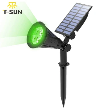 T-SUN Green led слънчева светлина Слънчев прожектор за декор на градина Слънчев външен лампа Водоустойчива лампа на слънчевата енергия Слънчев, с монтиран на стената лампа