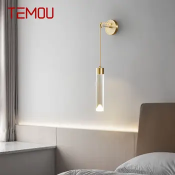 TEMOU Модерен Златен Месинг, с монтиран на стената лампа LED 3 цвята Ретро Творчески тела-аплици за домашен интериор на спалнята