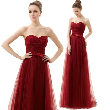 vestidos/ новост; лидер на продажбите; пикантни червени дълги дантелени вечерни рокли 2018; рокля за абитуриентски бал с лък и колан; тюлевые рокли на шаферките трапецовидна форма