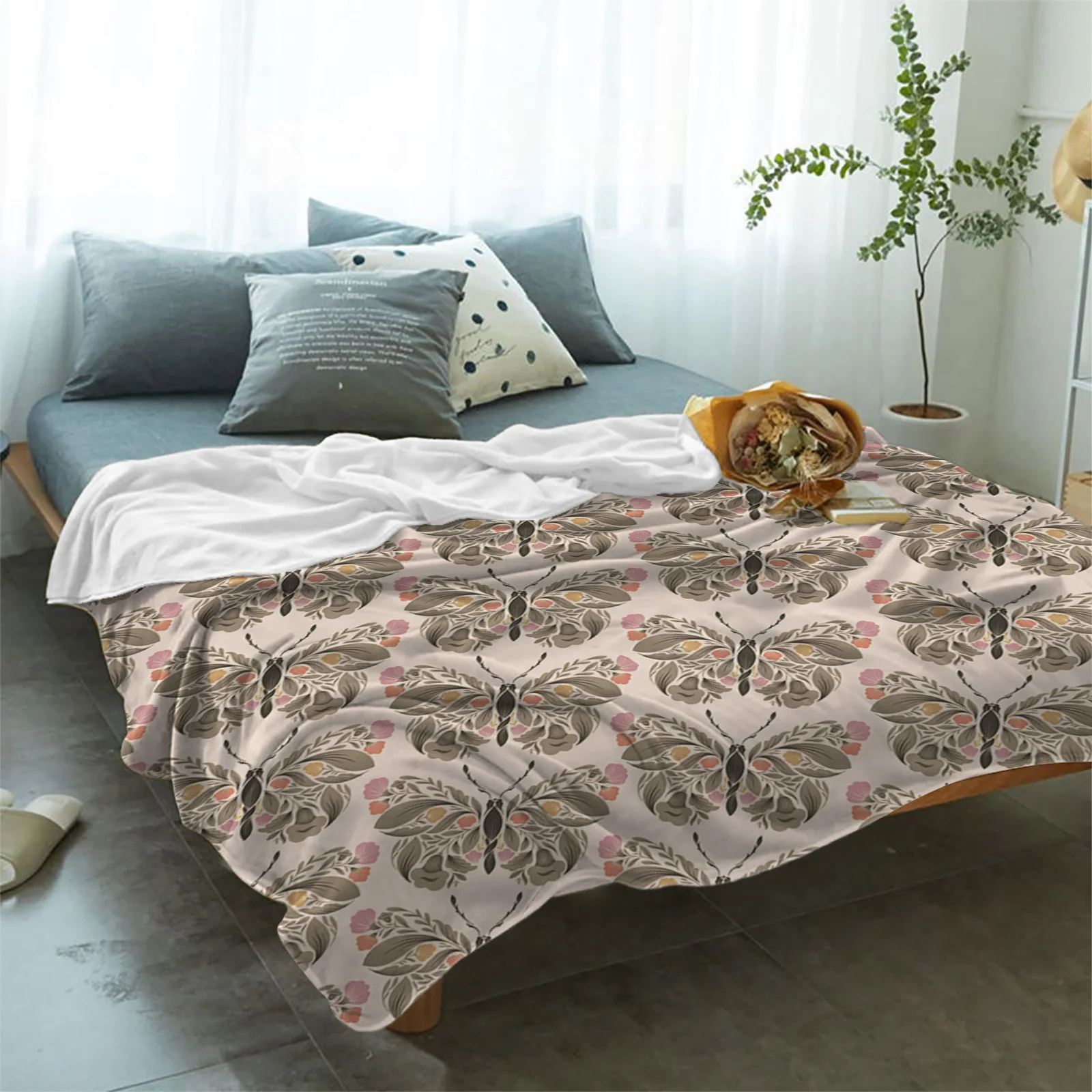 Абстрактни Одеяла с пеперуди и листа, Джобно Меки Покривки за легла, Офис Покривки, фланелевое Одеяло