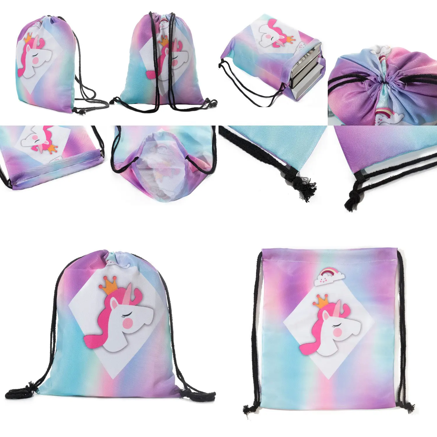 Чанта за спортни обувки с хубав цветен принтом котка, джоб на съвсем малък, чанти меки корици, преносим всекидневни женски раница на поръчка