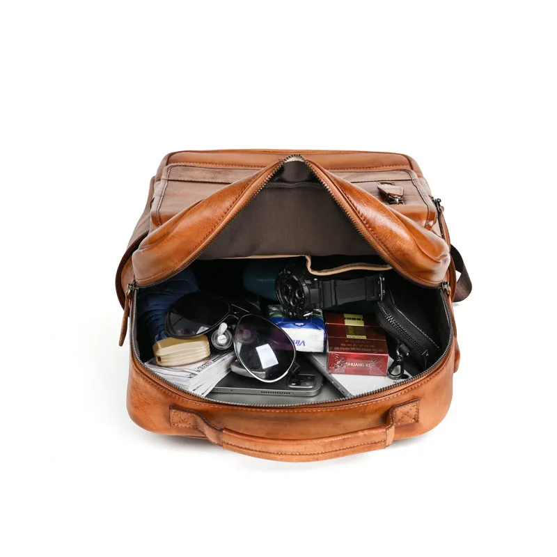Нов дизайн от естествена телешка кожа, мъжки и женски случайни раница за пътуване, модерен раница за студенти, Унисекс чанта за лаптоп