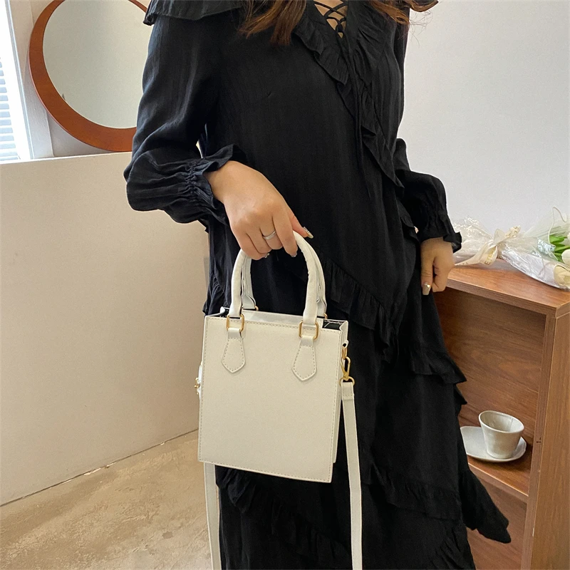 Обикновена чанта през рамо с горната дръжка за жени, дамски големи портмонета и чанти от изкуствена кожа, модни проста женска чанта през рамо