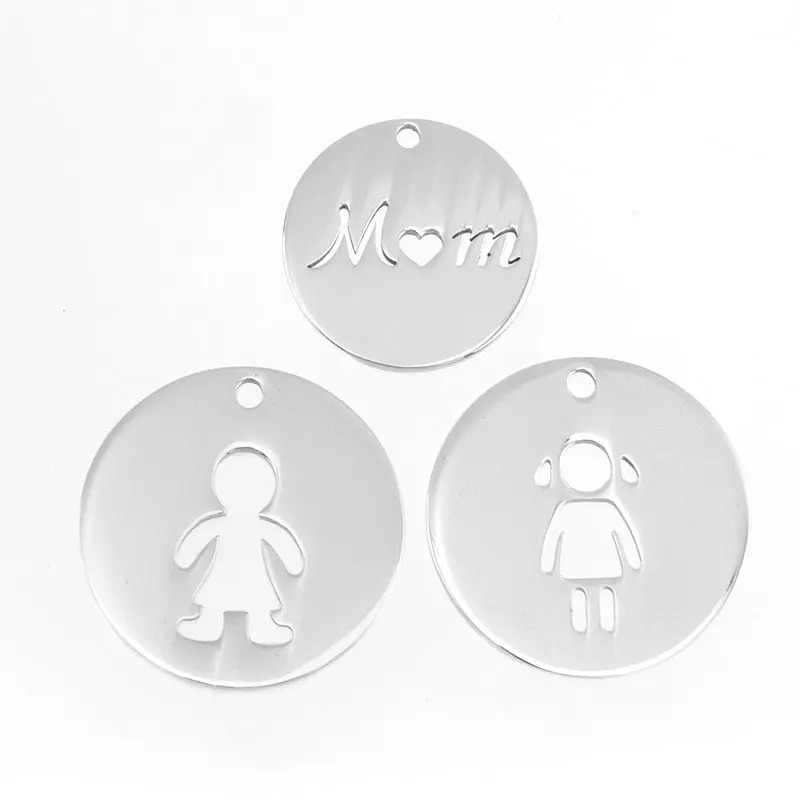 Семейни окачване Risul за майка, син, дъщеря, момче, момиче с висулки за печат от двете страни на огледалото полиране на неръждаема стомана 30 бр.