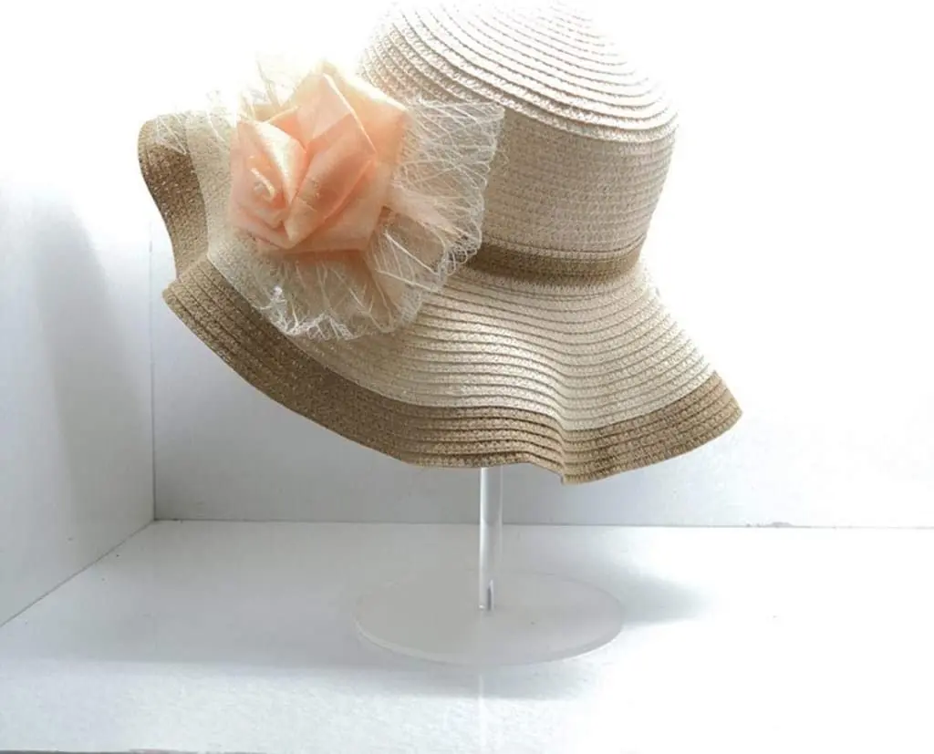 Свободно стояща акрилна бяла поставка за шапки/закачалка за шапки/титуляр за перуки, витрина за съхранение (височина 11,8 инча)