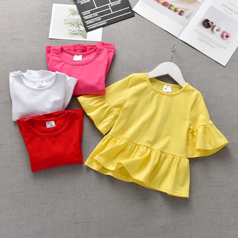 Детски пролетно-есенни Блузи, Дрехи, Детски тениски за малки момичета, Обикновена Летни тениски за деца