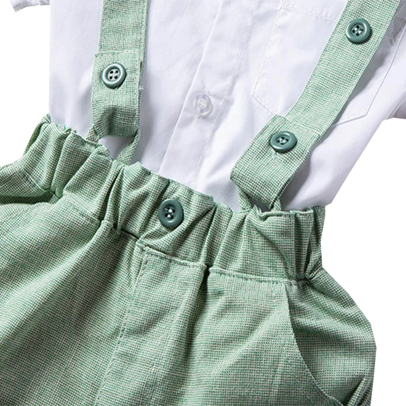 Летни дрехи за малки момчета за всеки ден, детски зелен памук костюм от 3 теми, однотонная тениска, анцуг с лък, модни и ежедневни облекла за деца