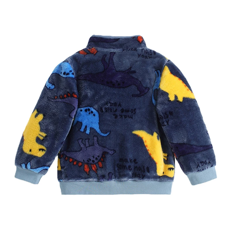 Детска фланелевая яке, мека новост 2022 г., демисезонная бебешко яке с модел на динозавър за момичета, топло палто за момчета, дрехи от 2 до 6 години
