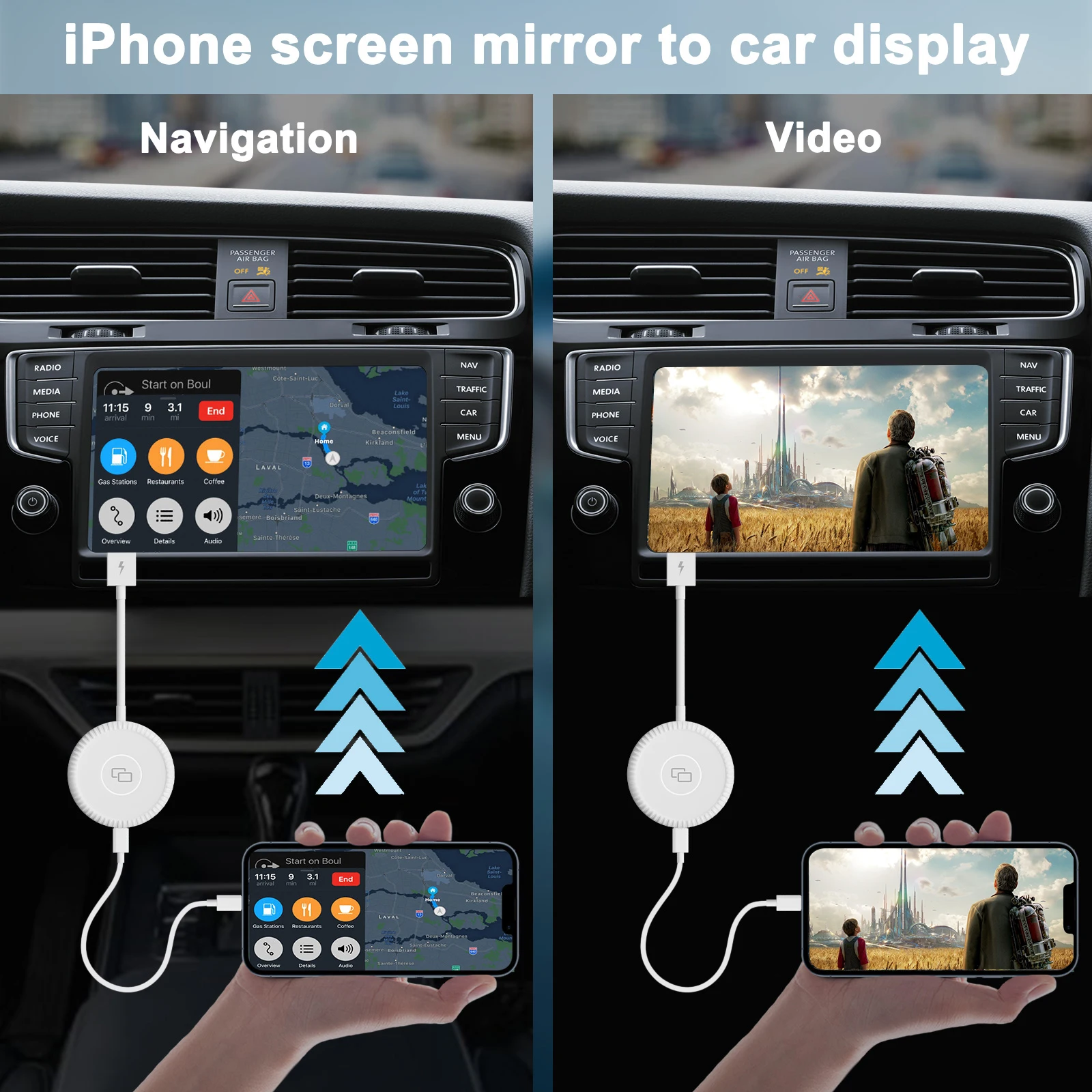 Огледален опънат Ключ Carplay Adapter/Ключ за заводски Жични автомобили CarPlay С Поддръжка на YouTube Navigation Media Player Mirrorlink
