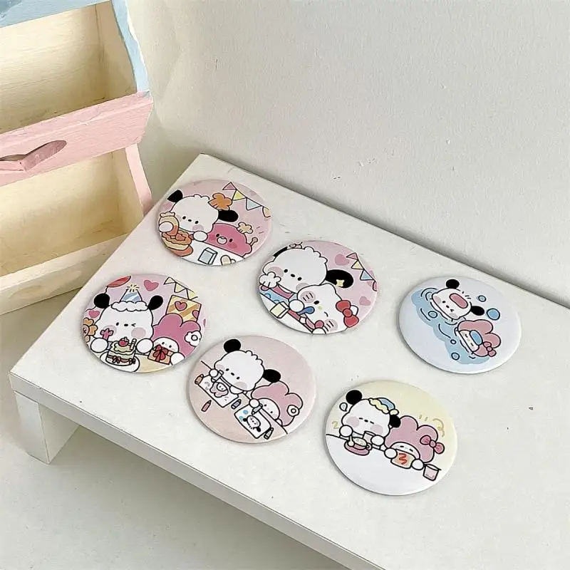 Kawaii Hello Kitty Mymelody Kuromi Джобно Огледало с Шарките на Аниме Sanrio Малко Кръгло Огледало Студентско Огледало За Грим Подарък За Момичета