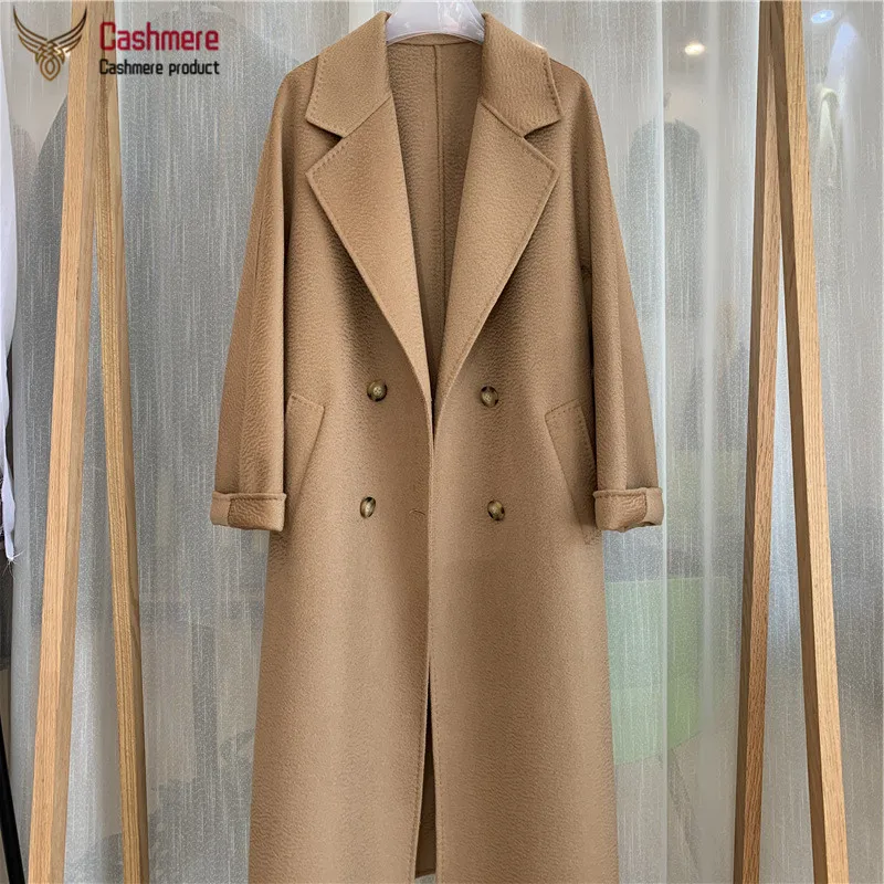 Свободно женско палто, дълго зимно палто палто от 20% вълна с ромолящи от вода, женски ново есен двубортное палто, женски пригородное