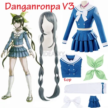 Аниме Danganronpa V3 Killing Harmony Тенко Чабашира Cosplay костюм Дамски синя училищни униформи Украшение рокля моряк Костюм