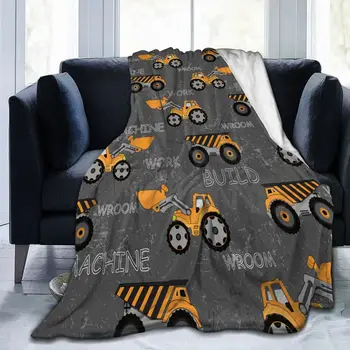 Багери строителни машини флисовое одеяло с шарени мультяшные одеала за дома за пътуване супер мека подложка за легло