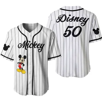 Бейзболна майк Disney с Мики за мъже и жени, блузи, тениски с къс ръкав на 50-годишнината на 