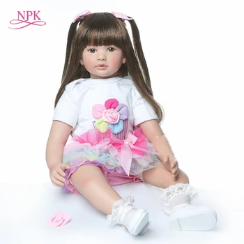 високо качество на 60 см, голям размер на възстановената принцеса за деца, Силиконова vinyl очарователен Реалистична кукла Baby Bonecas за момичета, bebe, кукла reborn menina