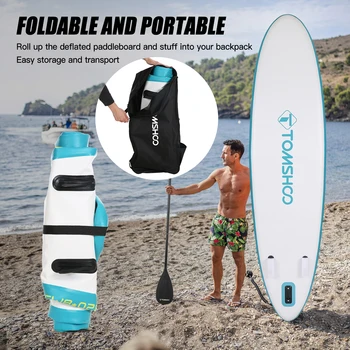 Водни спортове Надуваема дъска за гребане с дебелина 6 см, дъска за сърф с регулируем лопастным помпа, раница за пътуване