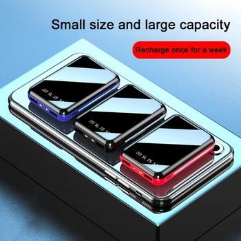 Външна батерия за мобилен телефон с капацитет 20000 мА, мини-напълно огледално цифров дисплей, акумулаторна батерия mobile