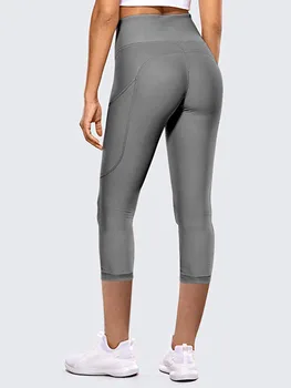 Дамски спортни гамаши, стегнати ластични бързо съхнещи летни дамски семиточечные панталони за йога, еластични тънки спортни панталони с джобове
