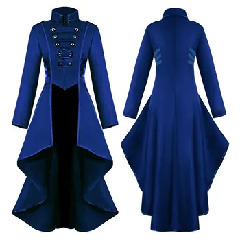 Дамско яке в стил steampunk на Хелоуин, готическата копчета палто, костюм, фрак, дантелен корсет, дамско палто
