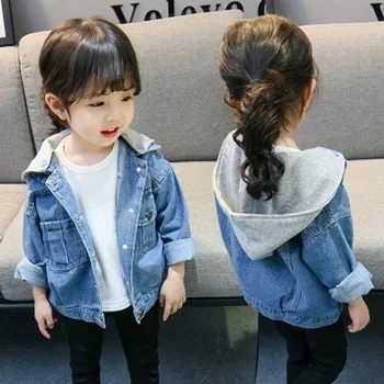 Детска деним яке 2023, корейската мода нова висококачествена дрехи за малките момичета и момчета, есен ежедневното джинсовое детско горно палто